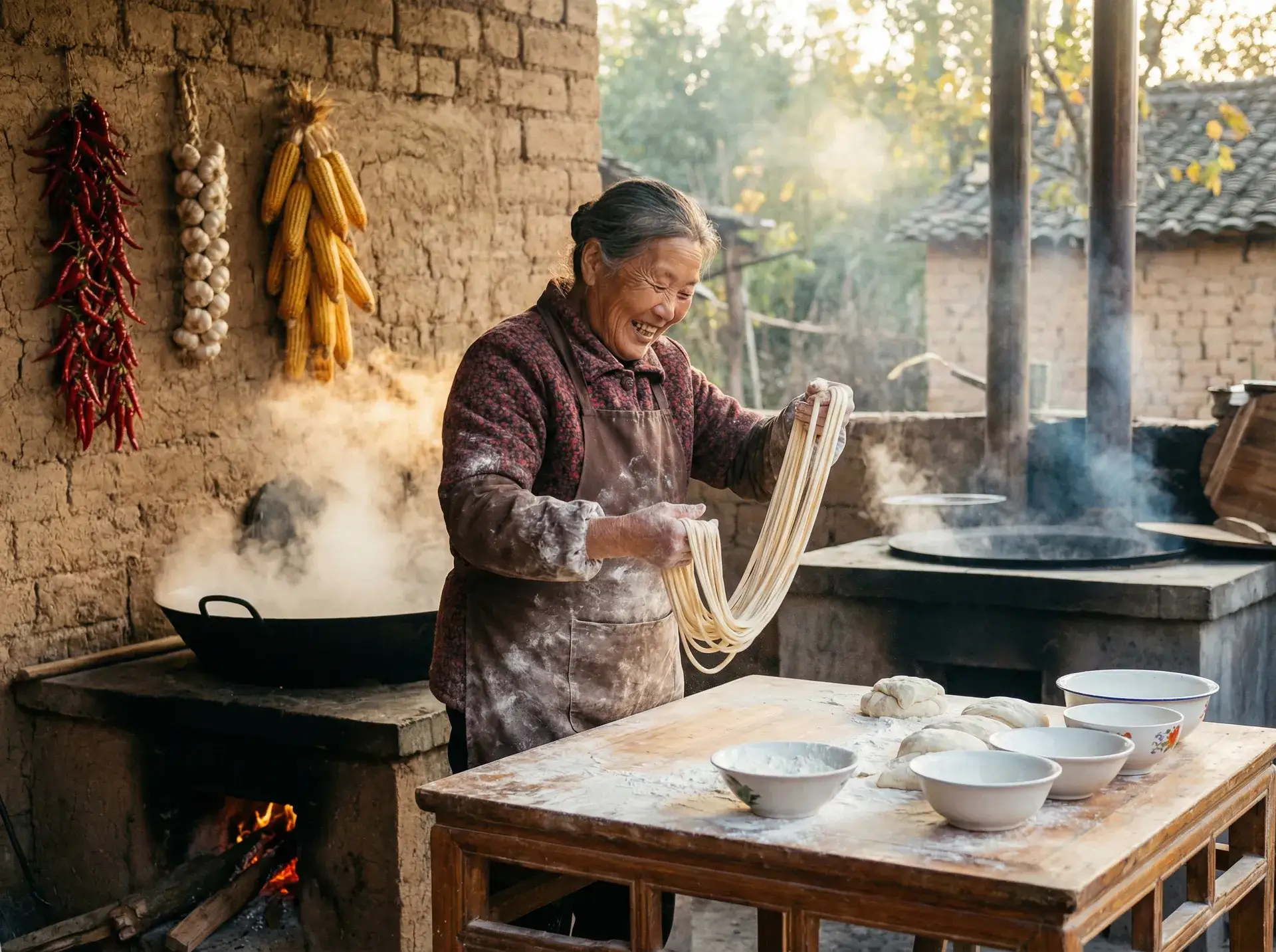 农家大嫂手擀面 - 老汉推车- 乡村美食